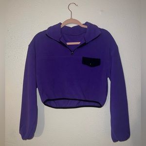 Retro Cropped Quarter Zip Sweater - small